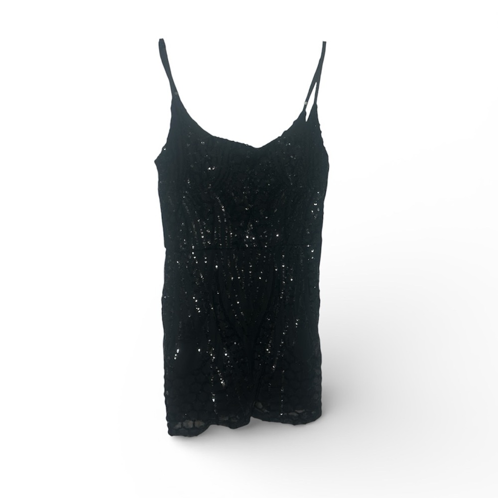 Black Sequin Mini Dress Windsor | Size 13/14